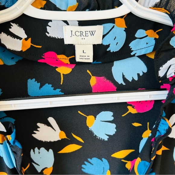 J CREW Women’s Ruffle Multi Colored Floral Print Size L - Picture 8 of 13